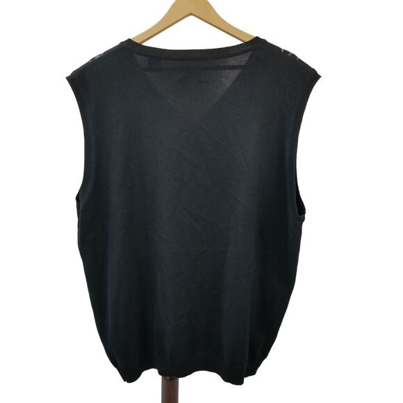 Haggar Black Gray White Argyle Sweater Vest Classic Size XL - Picture 2 of 5